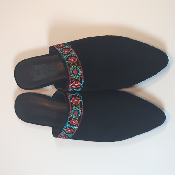 Johnny Was Embroidered Slip On Black Mules Size 7 - Picture 2 of 11